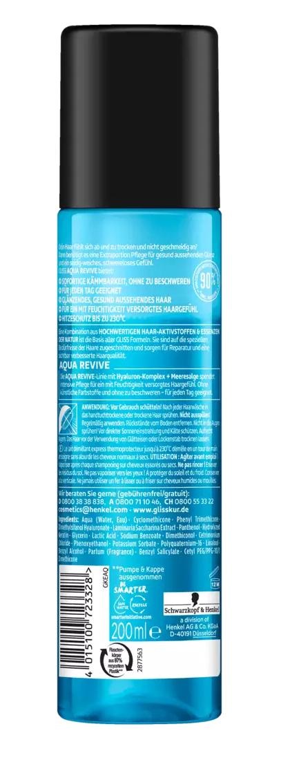 Schwarzkopf Gliss Express Repair Conditioner Aqua Revive 200 ml - Balsamo per capelli con idratazione extra e protezione dal calore