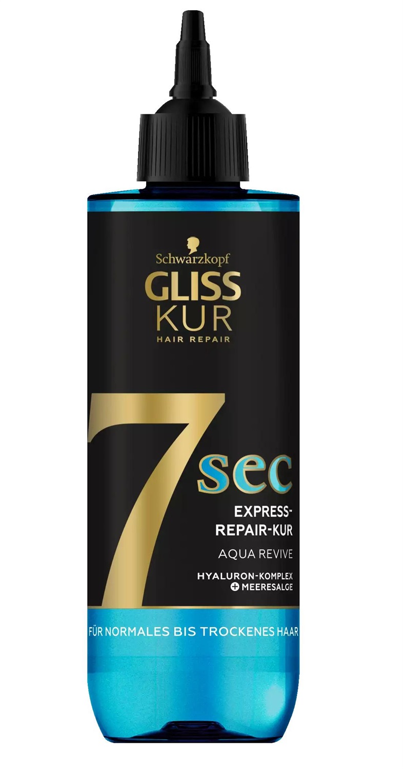 Schwarzkopf Gliss Kur 7 Sec Trattamento Riparatore Espresso Aqua Revive 200 ml - Olio e Siero per Capelli con Idratazione Extra e Lucentezza Sana in 7 Secondi
