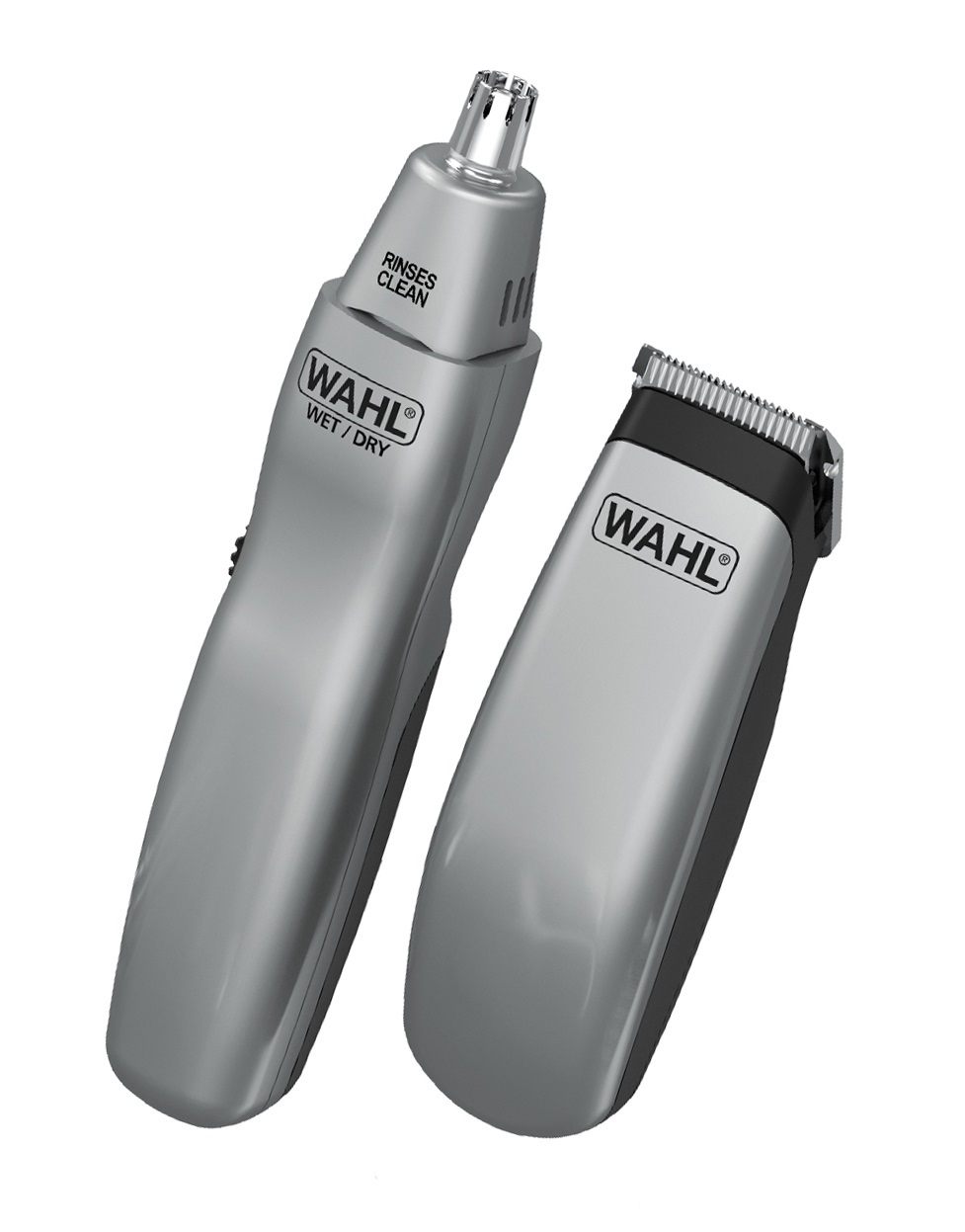 Wahl 9962-1816 Travel Kit Argento - Regolabarba e Tagliapeli con Batteria Stilo AA e 12 Accessori