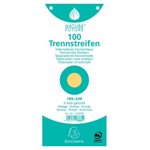 Exacompta 13365B Divisori Orizzontali Arancioni in Cartoncino Lucido - Confezione da 100 Schede