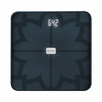 Medisana BS 450 Bilancia pesapersone elettronica nera con Bluetooth, analisi corporea e portata fino a 180 kg