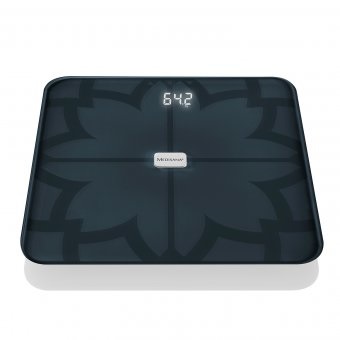 Medisana BS 450 Bilancia pesapersone elettronica nera con Bluetooth, analisi corporea e portata fino a 180 kg