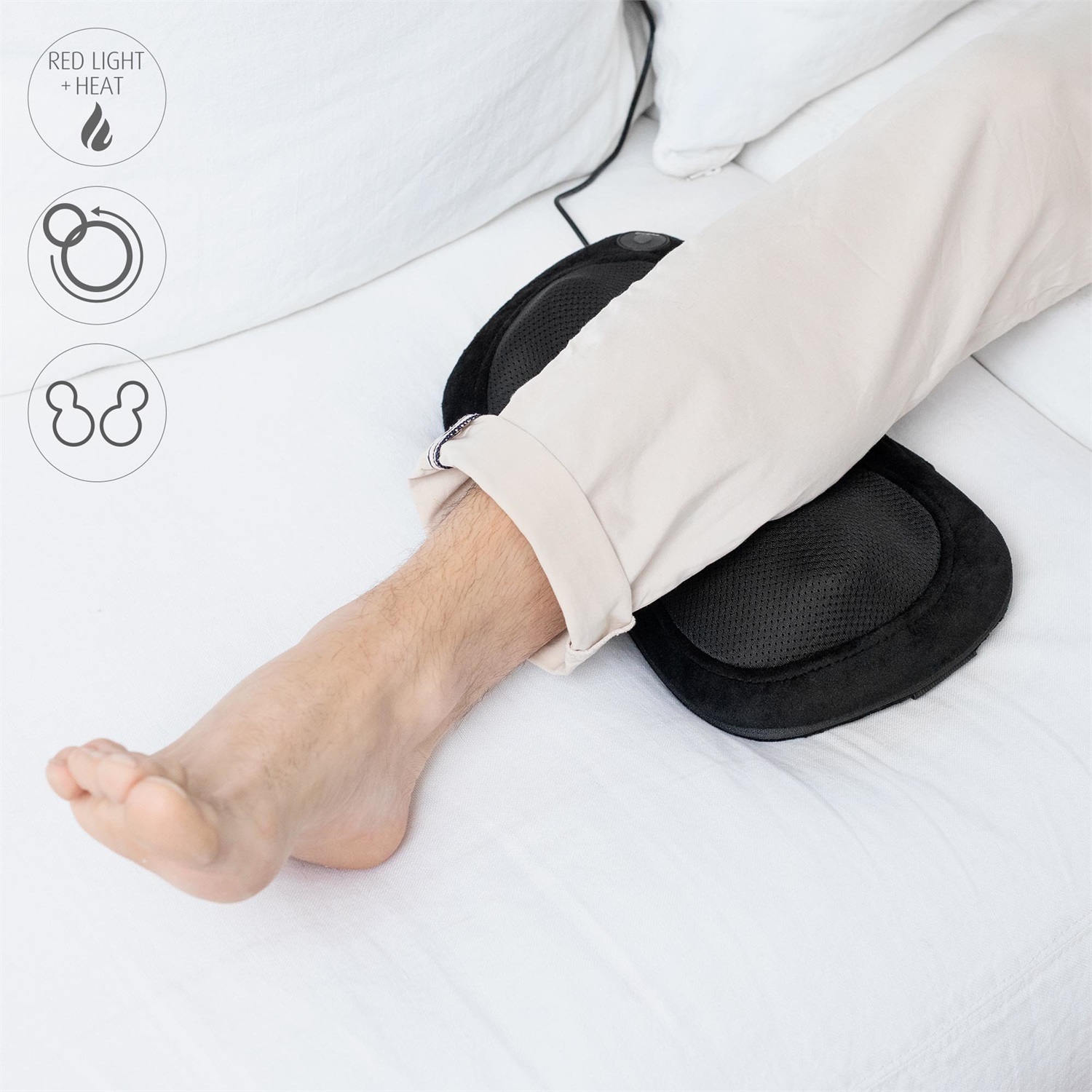 Medisana MC 200 Cuscino per Massaggio Shiatsu con Funzione Calore, 4 Teste Rotanti e Luce Rossa per Collo, Spalle, Schiena e Gambe