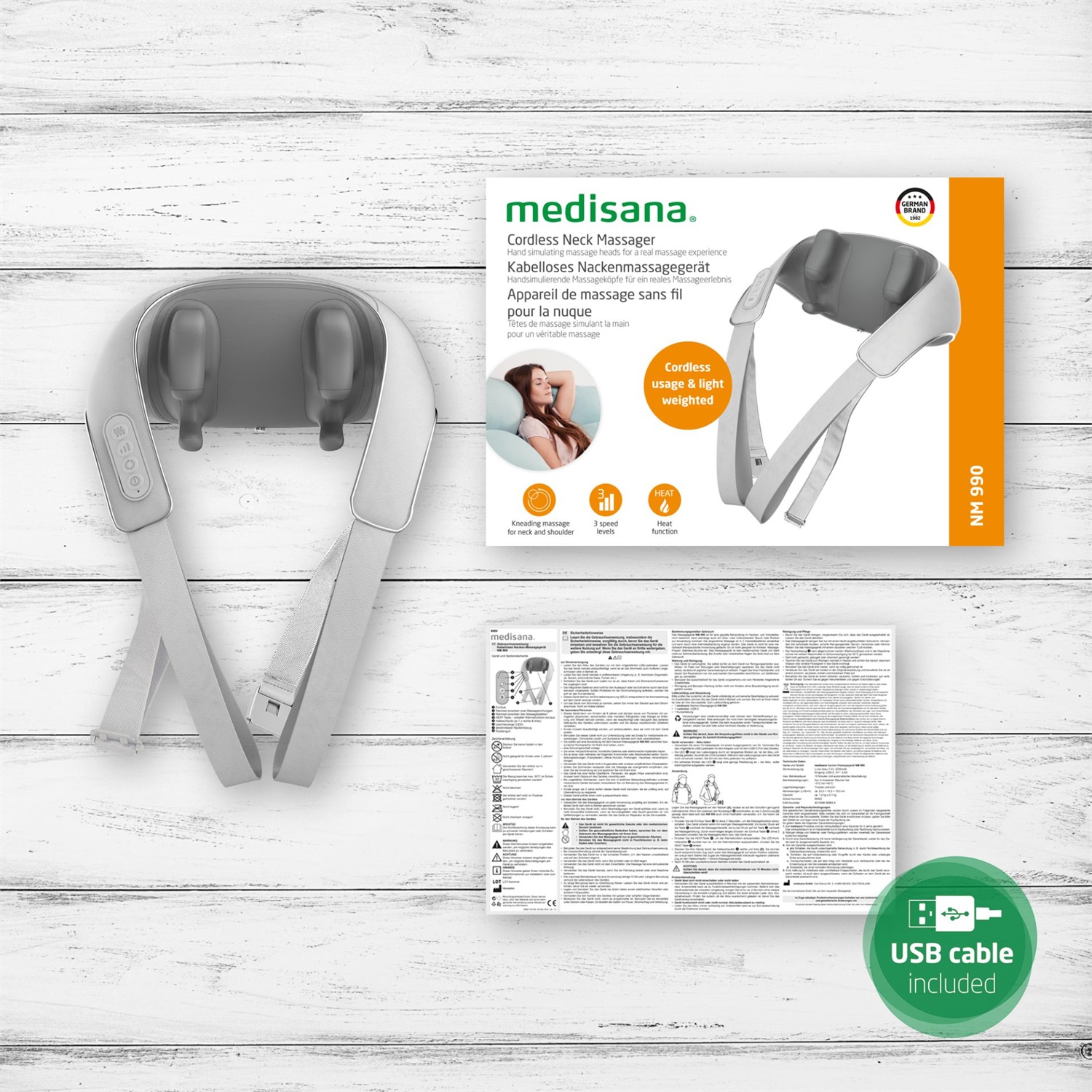 Medisana NM 990 Massaggiatore Cervicale Senza Fili - Massaggio Profondo per Collo, Spalle e Schiena, Portatile e Leggero con Batteria Ricaricabile