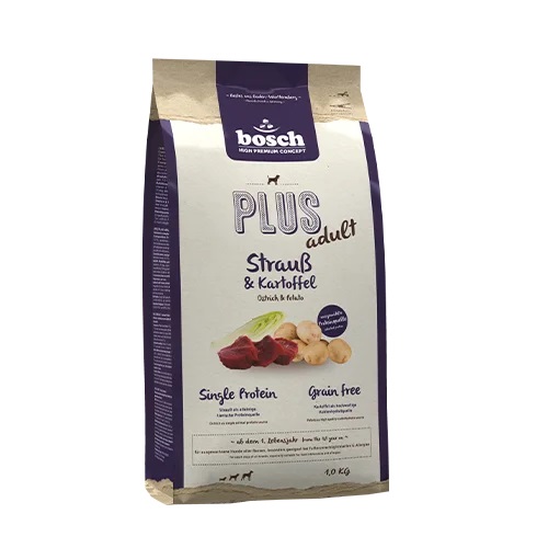 BOSCH HPC Plus Struzzo & Patata 2,5 kg - Cibo Secco Monoproteico Senza Cereali per Cani Adulti di Tutte le Razze