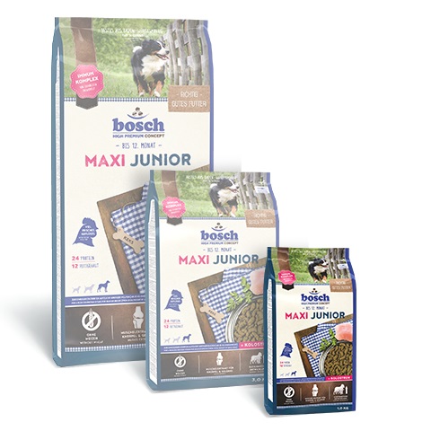 BOSCH Maxi Junior 1 kg - Alimento secco completo per cuccioli di taglia grande (fino a 12 mesi, 15-25 kg) con 25% di pollame fresco e senza grano