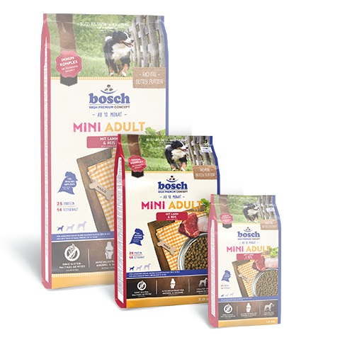 Bosch Mini Adult Agnello & Riso 3 kg - Cibo secco per cani adulti di piccola taglia (fino a 15 kg), senza cereali e glutine
