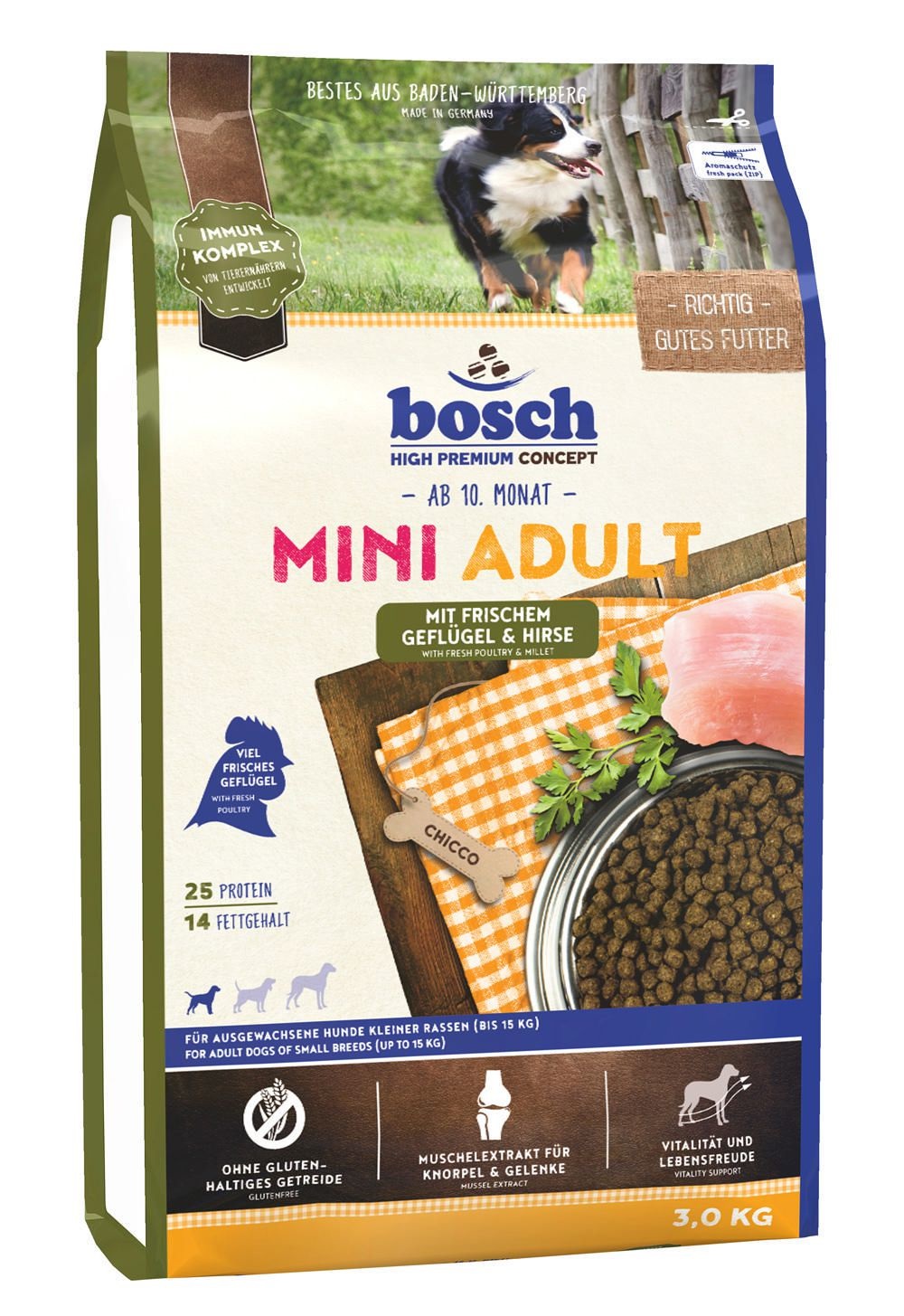 Bosch Mini Adult Pollo & Miglio - Alimento Secco Completo per Cani Adulti di Piccola Taglia - 3 kg