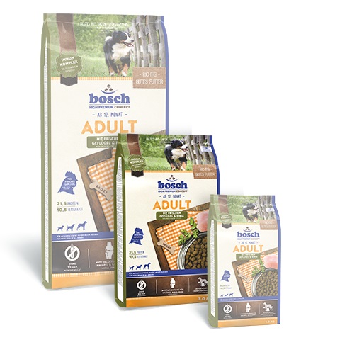 Bosch Adult Pollame & Miglio 3 kg - Cibo secco per cani adulti di tutte le razze, senza grano e zucchero, facilmente digeribile