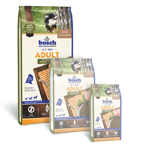 Bosch Adult Cibo Secco per Cani con Pollame Fresco e Miglio - 15 kg, Senza Grano e Zucchero, Adatto ai Cani Sensibili
