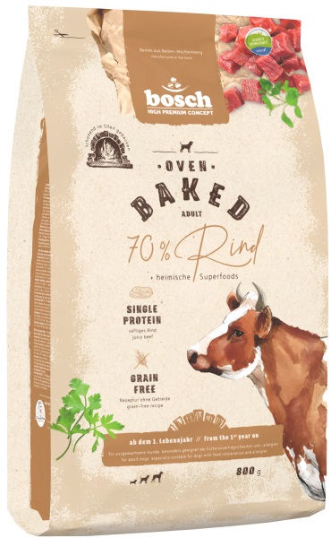 Bosch HPC Oven Baked Cibo Secco per Cani Adulti al Manzo - 10 kg, Ideale per Cani con Intolleranze Alimentari