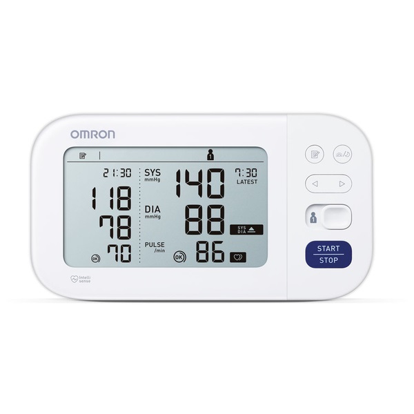 Omron M6 Comfort Sfigmomanometro da Braccio Automatico con Display LCD, Rilevamento Fibrillazione Atriale, Memoria per 2 Utenti e 100 Valori per Utente