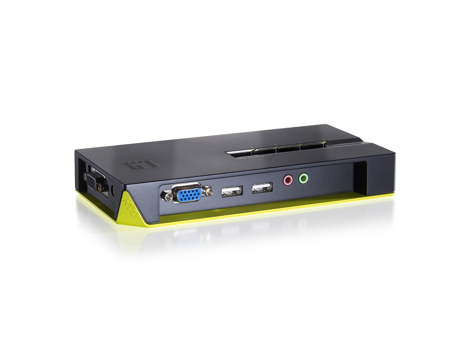 LevelOne KVM-0421 Switch KVM 4 Porte USB per Keyboard-Video-Mouse, Nero e Verde