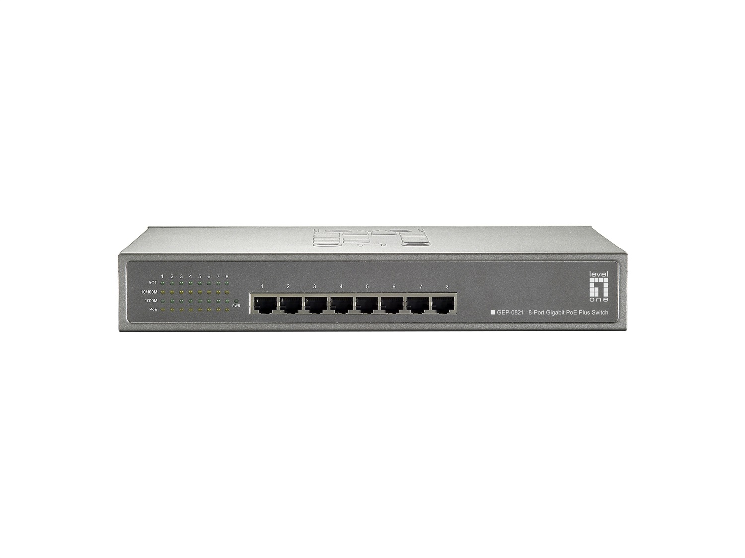 LevelOne GEP-0821 Switch di Rete Gigabit Ethernet 8 Porte (10/100/1000) con Supporto Power over Ethernet (PoE) - Grigio