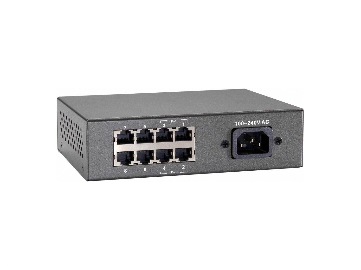 LevelOne FEP-0812 Switch Fast Ethernet 8 Porte PoE 10/100 Mbps, Budget PoE 65W, Montaggio Rack