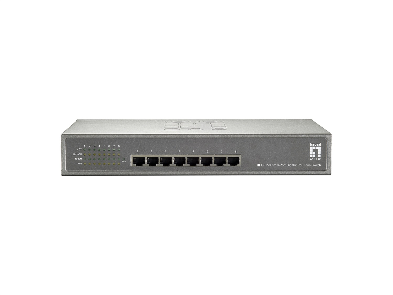 LevelOne GEP-0822 Switch di rete Non Gestito 8 Porte Gigabit Ethernet (10/100/1000) con Supporto Power over Ethernet (PoE) Grigio