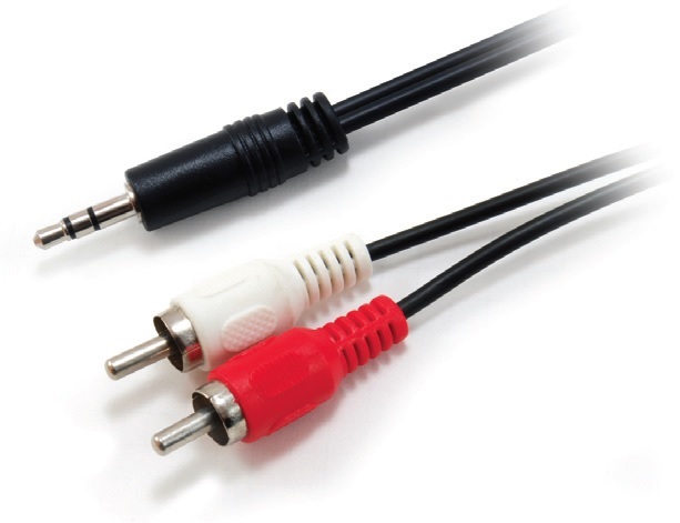 Equip Cavo Audio Stereo 3.5mm Maschio a 2x RCA Maschio, Lunghezza 2,5m, Colore Nichel/Nero