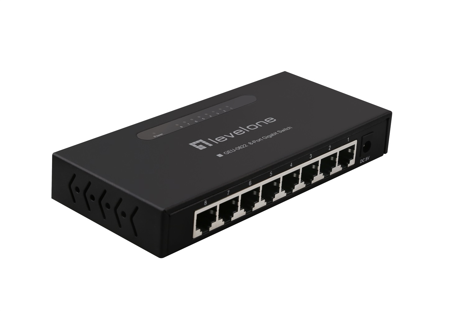 LevelOne GEU-0822 Switch di Rete Non Gestito 8 Porte Gigabit Ethernet (10/100/1000) Montabile a Parete Nero