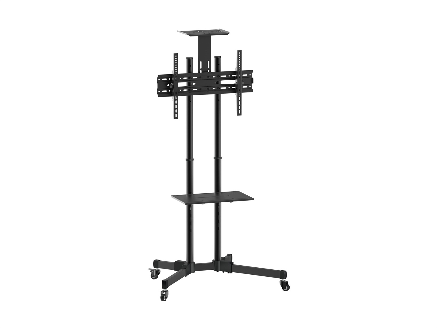 Equip 650603 Supporto da Pavimento per TV a Schermo Piatto 70'' (177,8 cm) Nero - Regolabile, con Scomparto e Ruote