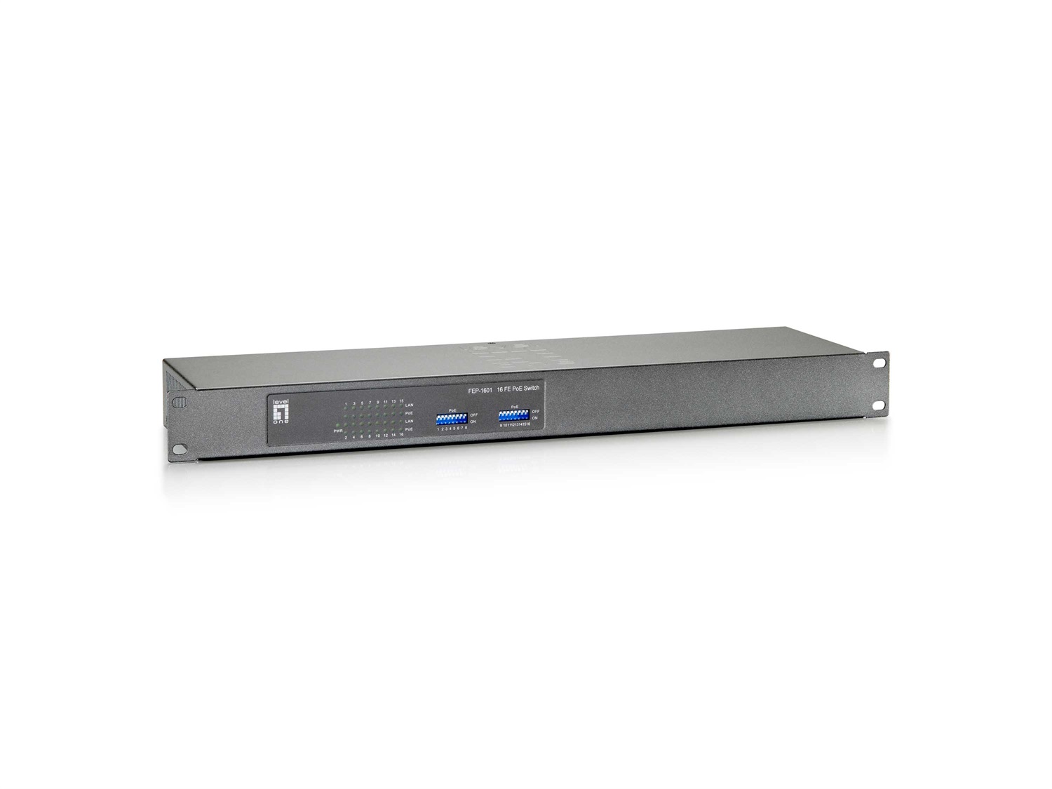 LevelOne FEP-1601W120 Switch di rete 16 porte Fast Ethernet (10/100) con supporto Power over Ethernet (PoE) - Grigio