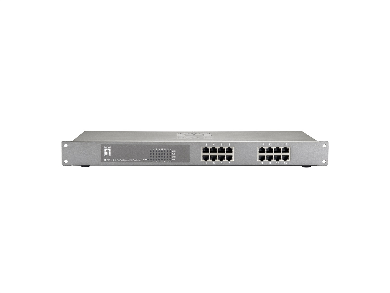 LevelOne FEP-1612W120 Switch di Rete Fast Ethernet (10/100) con 16 Porte RJ-45 e Supporto Power over Ethernet (PoE) - Grigio