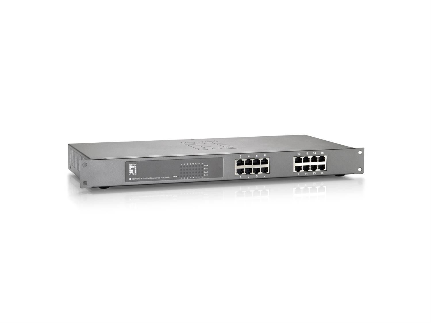 LevelOne FEP-1612W120 Switch di Rete Fast Ethernet (10/100) con 16 Porte RJ-45 e Supporto Power over Ethernet (PoE) - Grigio