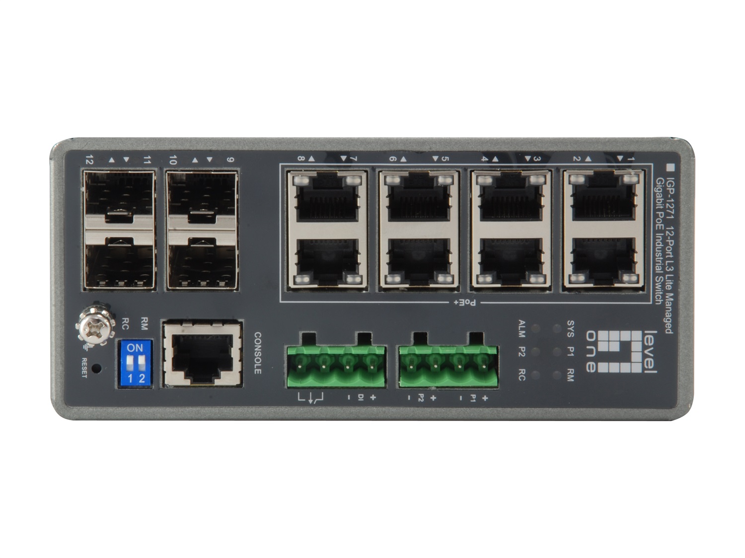 LevelOne IGP-1271 Switch di Rete Gestito L3 con 16 Porte Gigabit Ethernet (10/100/1000) e Supporto Power over Ethernet (PoE) - Grigio