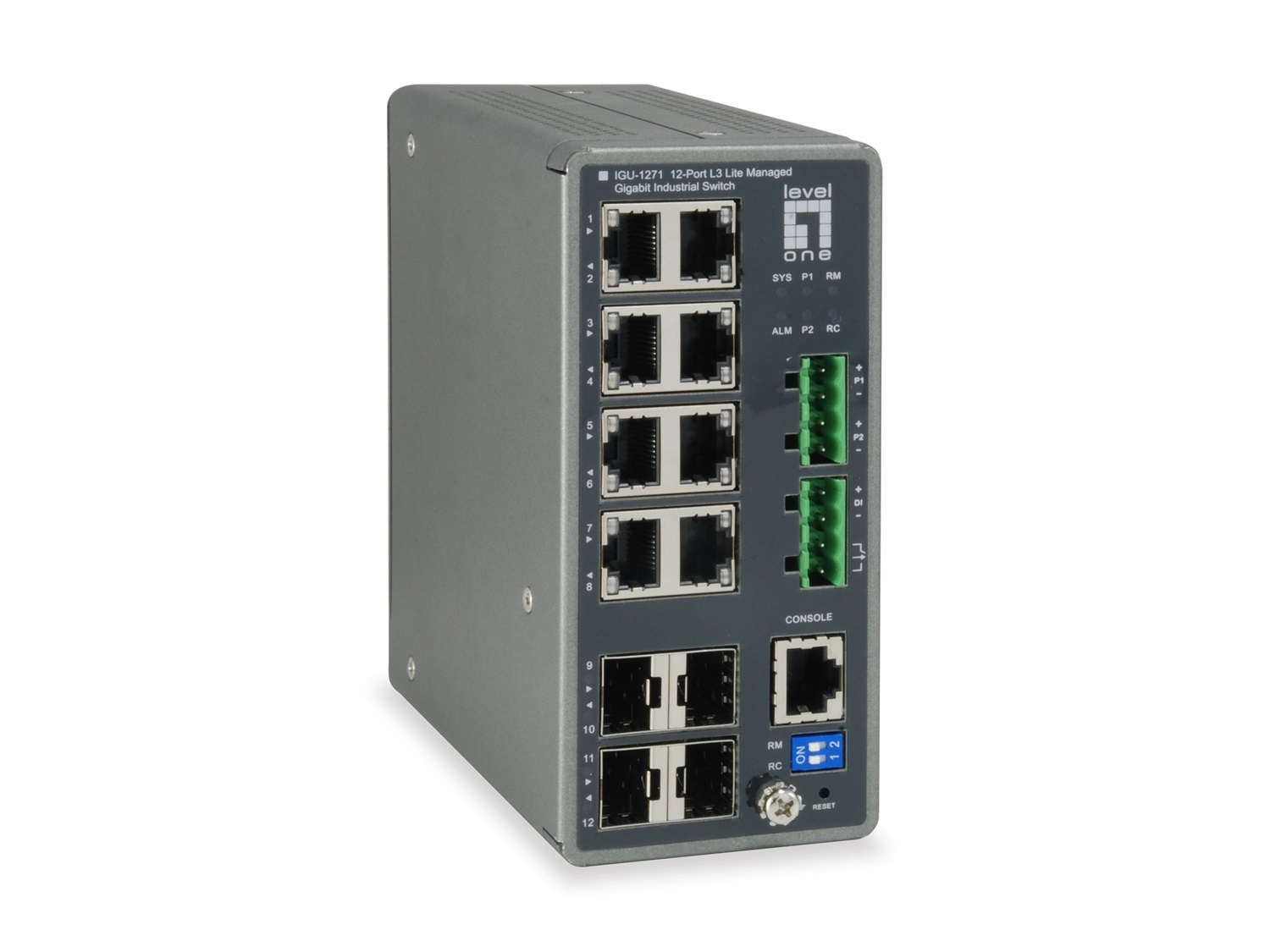 LevelOne IGU-1271 Switch di Rete Gestito L3 con 8 Porte Gigabit Ethernet (10/100/1000) - Grigio