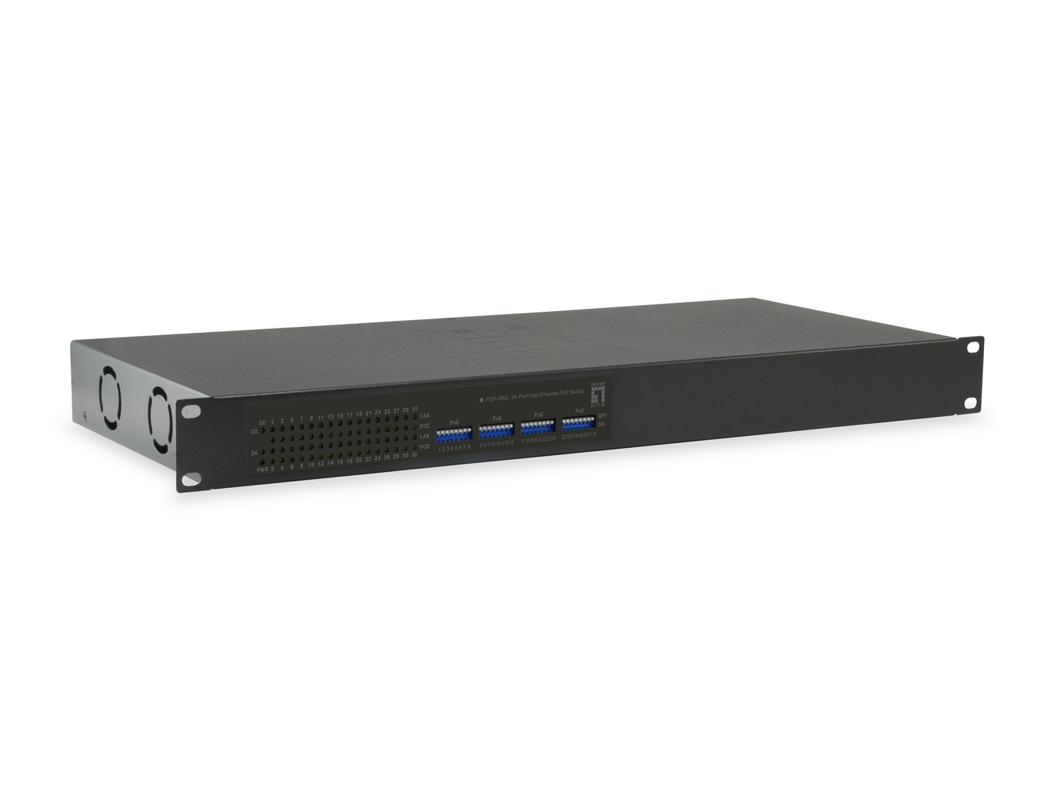 LevelOne FGP-3400W380 Switch di Rete Non Gestito 32 Porte Fast Ethernet (10/100) con Supporto Power over Ethernet (PoE) - Nero