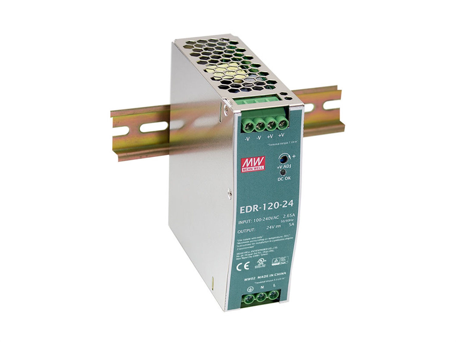LevelOne POW-4841 Alimentatore per Computer 120 W 48 VDC DIN Rail PoE Colore Menta, Argento