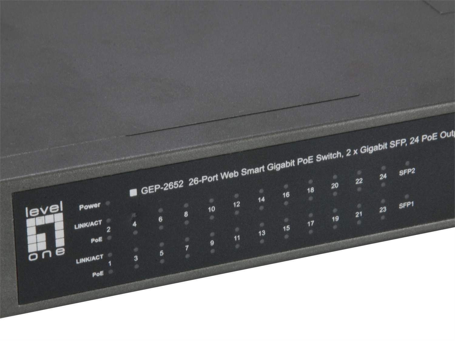 LevelOne GEP-2652 Switch di rete Gestito L2 Gigabit Ethernet (10/100/1000) con 24 porte PoE e 2 porte SFP, Budget PoE 370 W