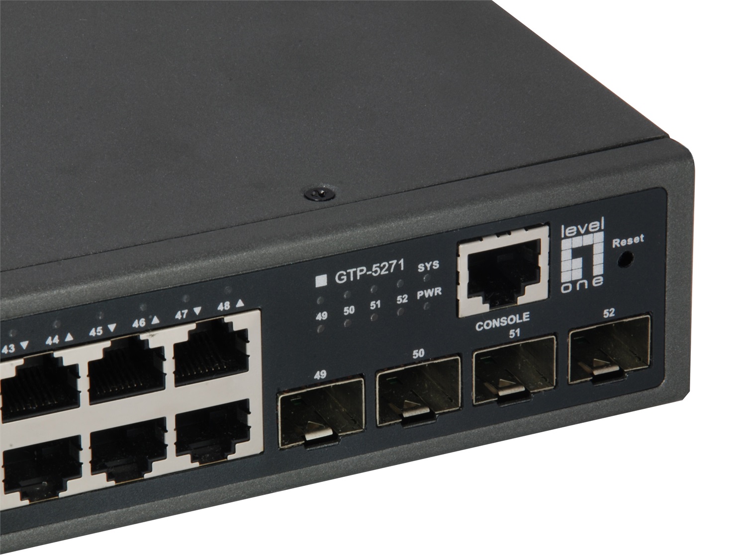 LevelOne GTP-5271 Switch di Rete Gestito L3 Lite 52 Porte Gigabit Ethernet (10/100/1000) con Supporto Power over Ethernet (PoE) 400W e 4 Porte 10GbE SFP