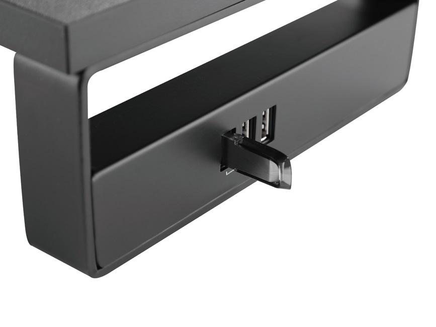 Equip 650881 Supporto da Tavolo per Monitor/TV Regolabile Nero con 3 Porte USB