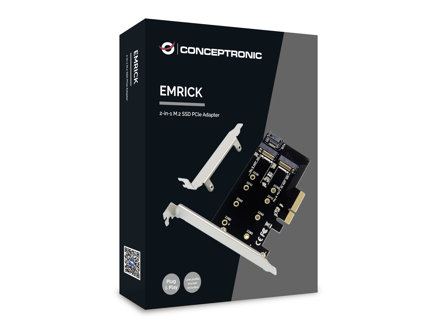 Conceptronic EMRICK04B Scheda di Interfaccia e Adattatore Interno M.2 PCIe 3.0 Passivo per SSD NVMe e SATA