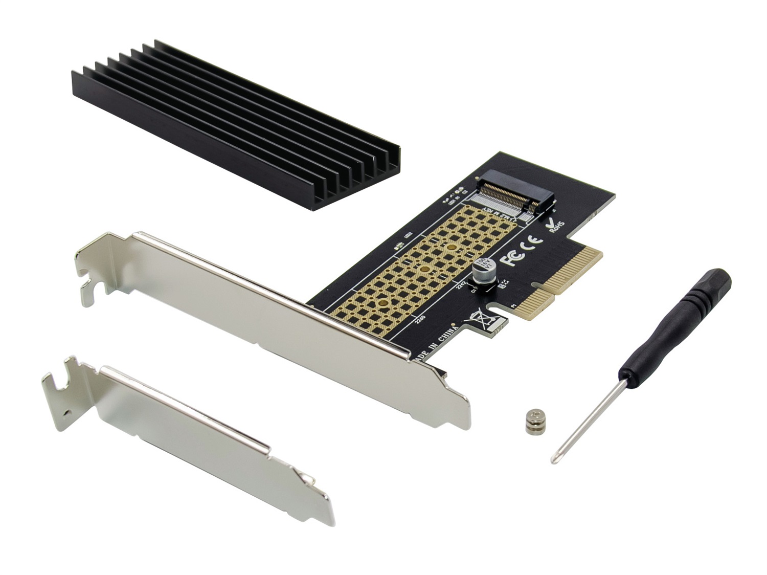 Conceptronic EMRICK05BS - Adattatore PCIe SSD M.2-NVMe con supporto PCIe Gen 3.0x4, compatibile con SSD M.2 2230/2242/2260/2280