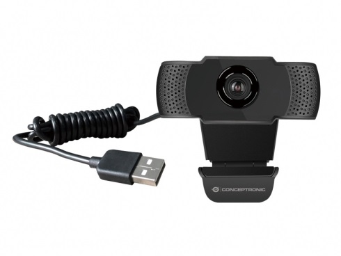 Conceptronic AMDIS Webcam 1080p Full HD con Microfono - 2 MP, 1920 x 1080 Pixel, 30 fps, USB 2.0, Nero