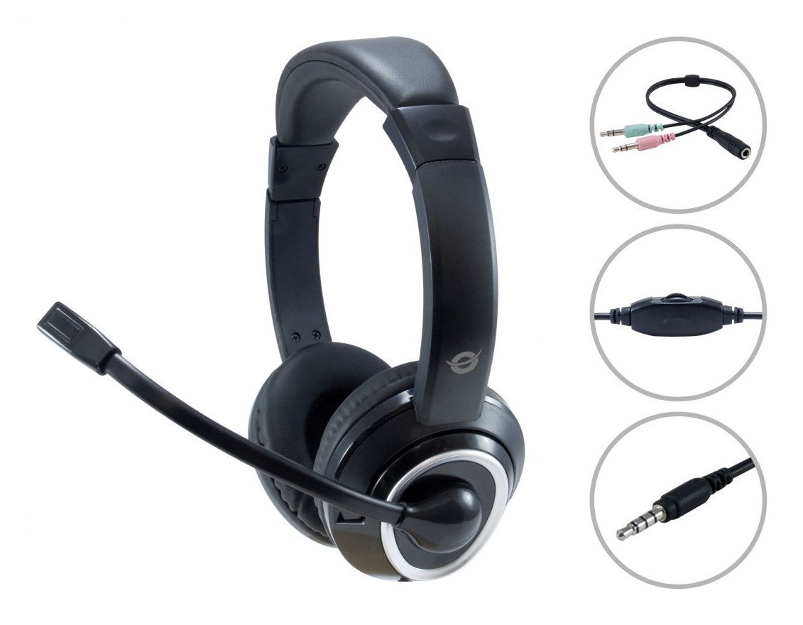 Conceptronic POLONA02BA Cuffia e Auricolare Cablato Padiglione Stereofonico per Gaming Nero con Microfono e Controllo Volume