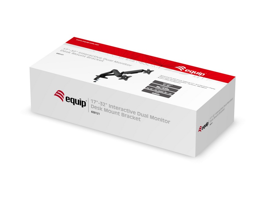 Equip 650121 Supporto da scrivania per 2 monitor 13-27'' fino a 16 kg - Nero
