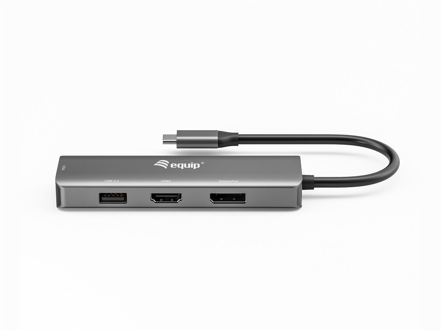Equip 133485 Adattatore USB-C a HDMI/DisplayPort/VGA/USB - Supporto 4K/60Hz, Alloggiamento in Alluminio