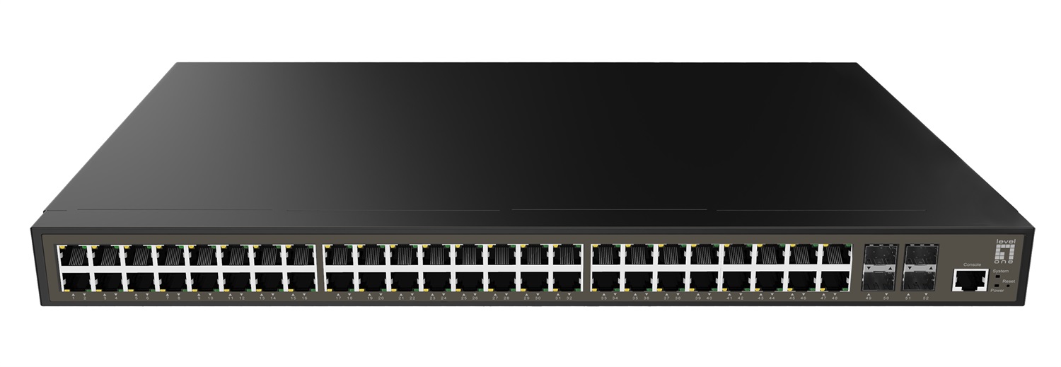 LevelOne GEL-5271 Switch di rete Gestito L2 48 Porte Gigabit Ethernet (10/100/1000) con 4 Moduli SFP 1U Nero