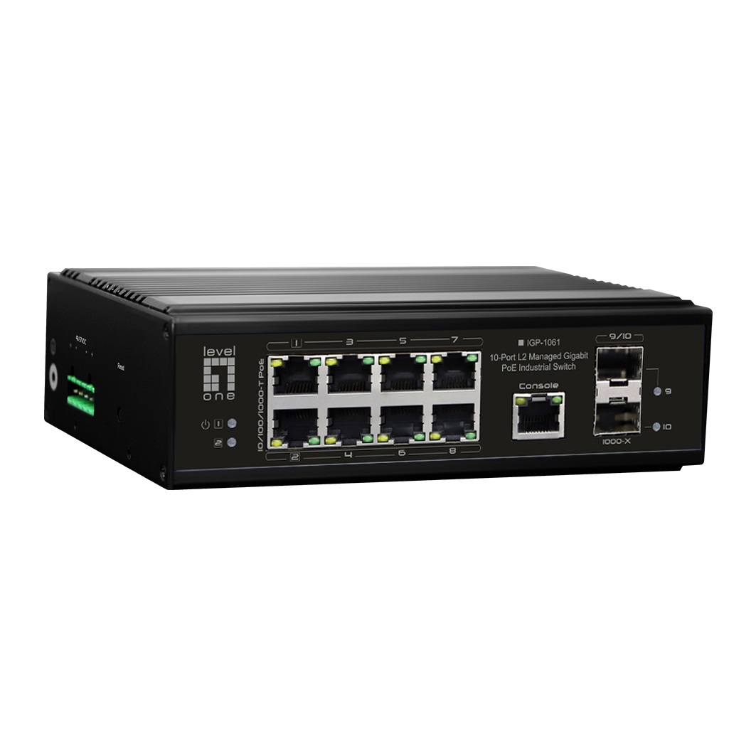 LevelOne IGP-1061 Switch di Rete Gestito L2 Gigabit Ethernet (10/100/1000) con 8 Porte RJ-45 e Supporto Power over Ethernet (PoE) - Nero
