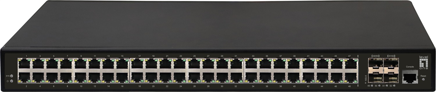 LevelOne GTL-5291 Switch di Rete Gestito L3 48 Porte Gigabit Ethernet (10/100/1000) Rack 1U Nero