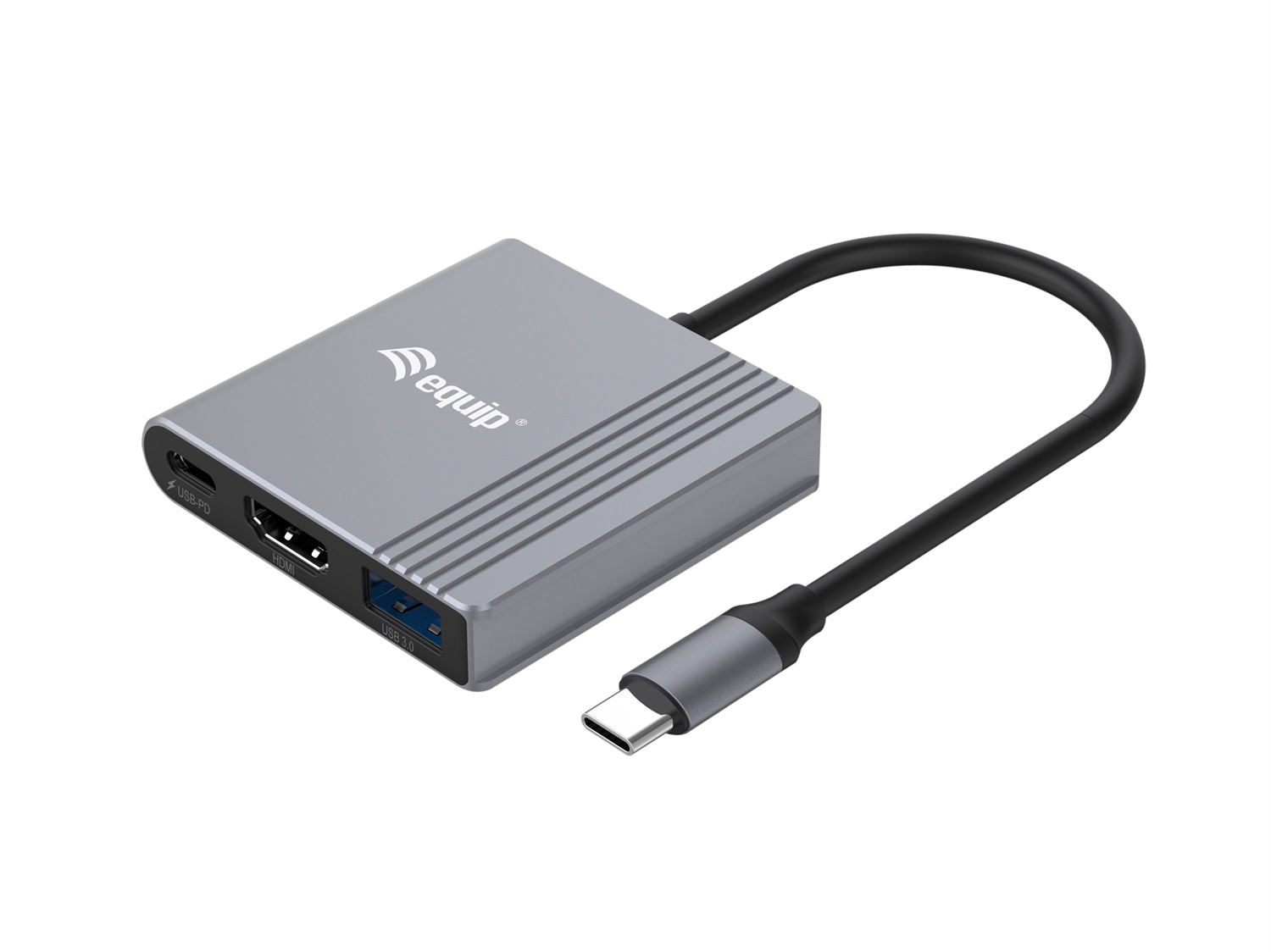 Equip 133488 Adattatore 3 in 1 USB-C a HDMI/USB-A/USB PD 4K/60 Hz, Risoluzione 3840 x 2160 Pixel, PD 100 W