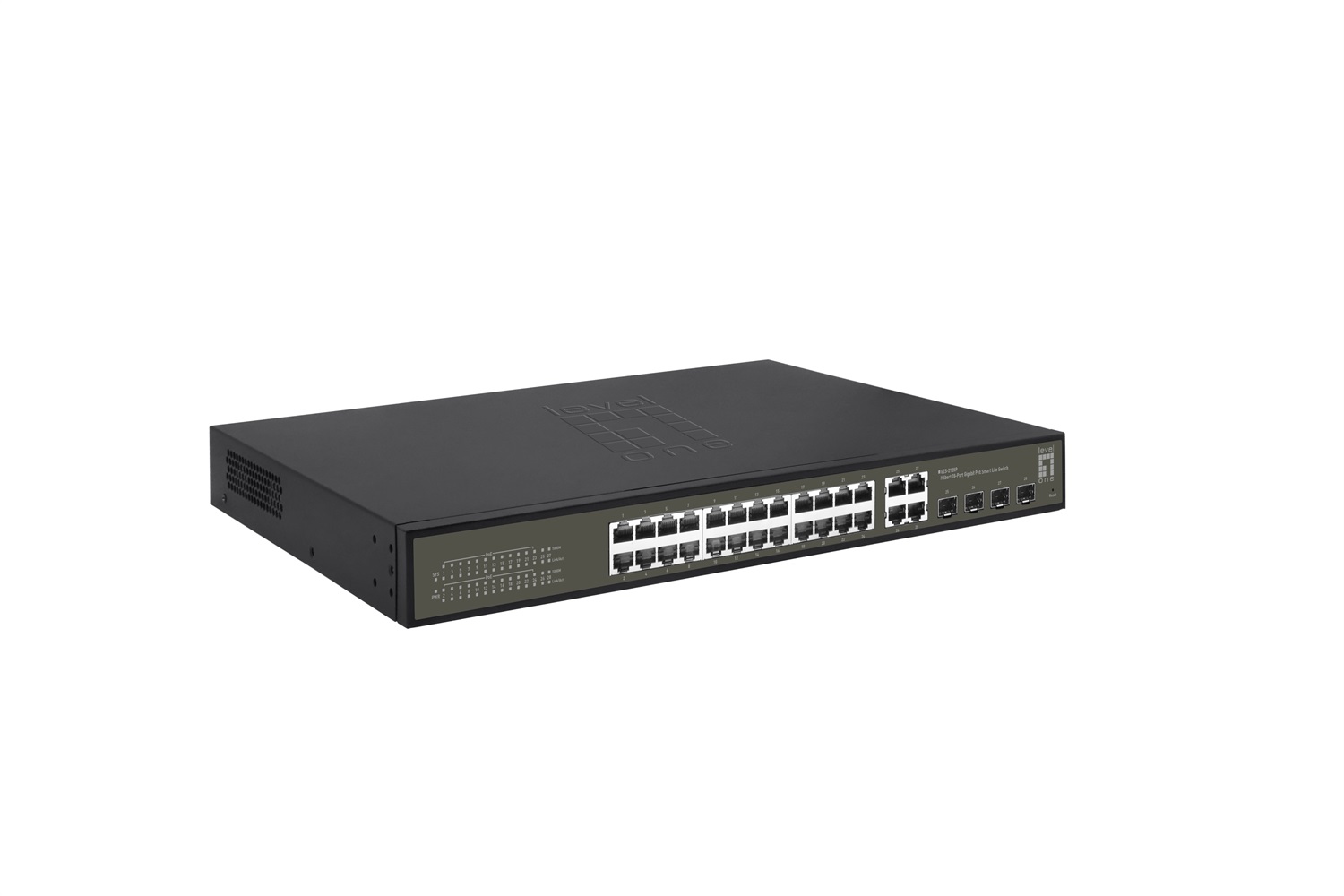 LevelOne GES-2128P Switch di rete Gestito L2 Gigabit Ethernet (10/100/1000) con 24 porte PoE e 4 porte SFP/RJ45 Combo, 380 W, Nero