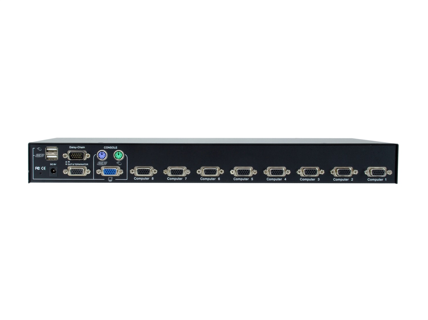 LevelOne KVM-3208 Switch KVM 8 Porte USB/PS2 Combo Montaggio Rack Nero - Risoluzione 2048 x 1536 Pixel