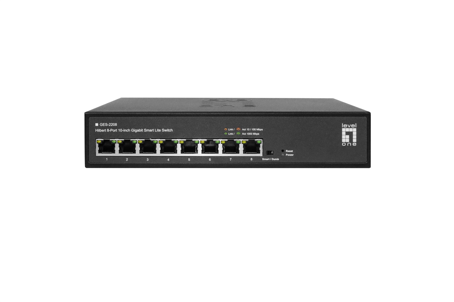 LevelOne GES-2208 Switch di rete Gestito L2 8 porte Gigabit Ethernet (10/100/1000) Nero - Full duplex, Montaggio rack
