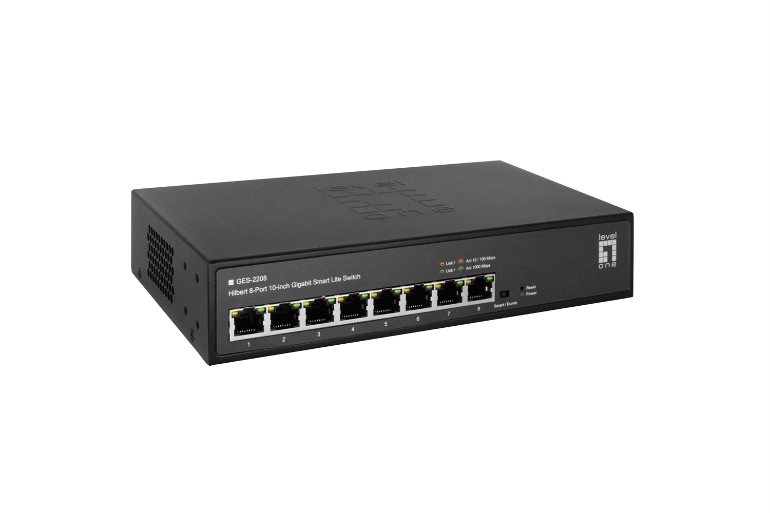LevelOne GES-2208 Switch di rete Gestito L2 8 porte Gigabit Ethernet (10/100/1000) Nero - Full duplex, Montaggio rack
