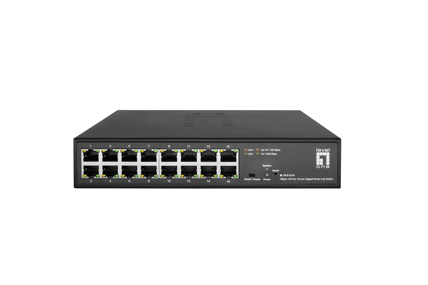 LevelOne GES-2216 Switch di Rete Gestito L2 16 Porte Gigabit Ethernet (10/100/1000) Nero - Full Duplex, Montaggio Rack