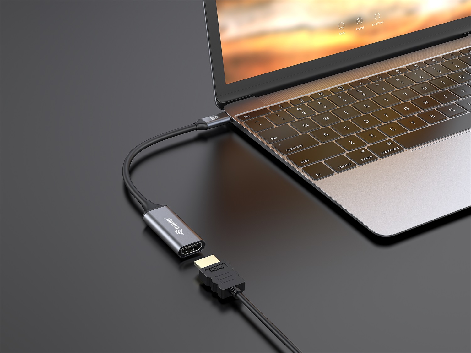 Equip 133491 Adattatore USB-C a HDMI 2.0, 4K/60Hz, 0,15 m, Compatibile Thunderbolt 3/4, Connettori Placcati in Oro