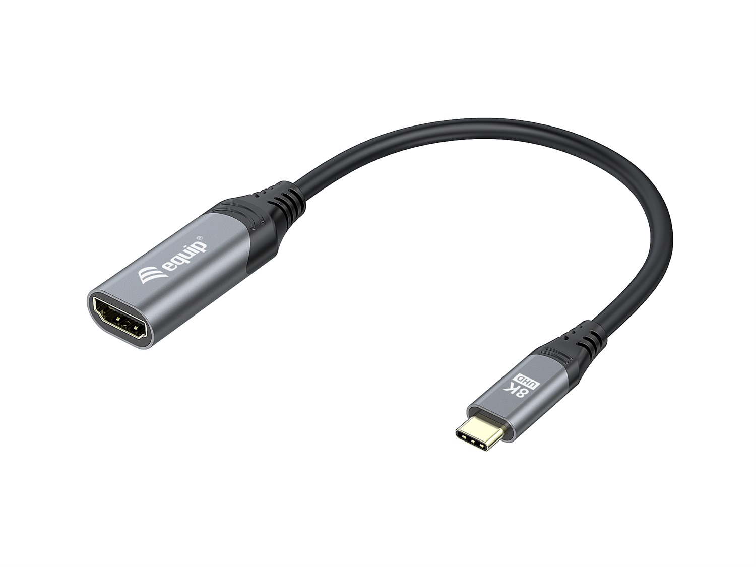 Equip 133492 Adattatore USB-C a HDMI 2.1, 0,15 m, 8K/30Hz, Compatibile Thunderbolt 3/4, Connettori Placcati in Oro